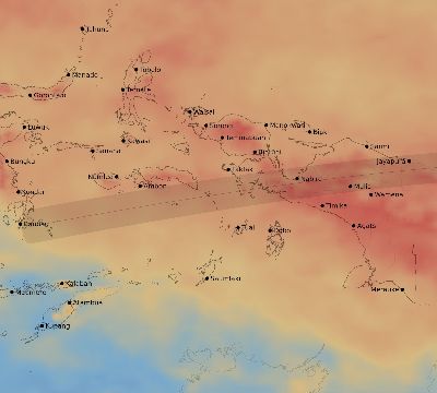 Map of the average cloud coverage across Indonesia for the solar eclipse of 08/25/2128