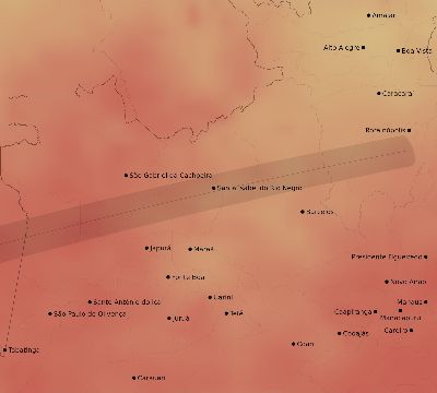 Map of the average cloud coverage across Brazil for the solar eclipse of 02/18/2129