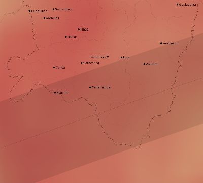 Map of the average cloud coverage across Ecuador for the solar eclipse of 02/18/2129