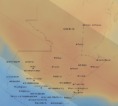 Map of the average cloud coverage across Guatemala for the solar eclipse of 12/19/2131