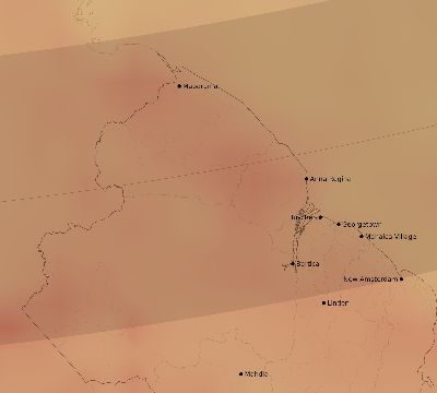 Map of the average cloud coverage across Guyana for the solar eclipse of 12/19/2131