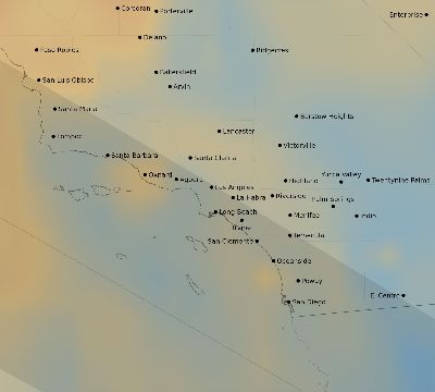 Map of the average cloud coverage across United States for the solar eclipse of 12/19/2131
