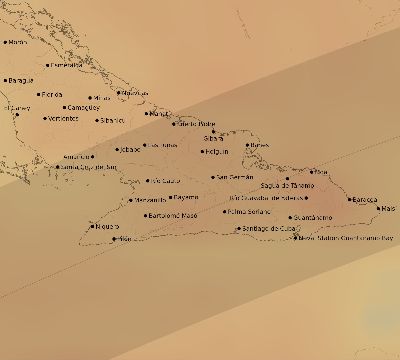 Map of the average cloud coverage across Cuba for the solar eclipse of 06/13/2132