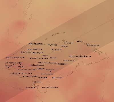 Map of the average cloud coverage across Honduras for the solar eclipse of 06/13/2132