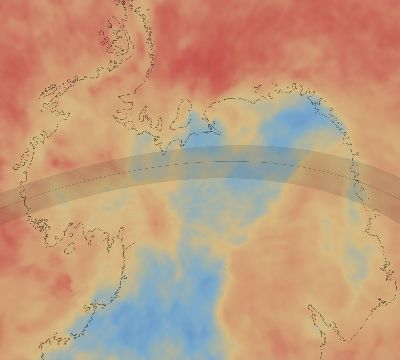 Map of the average cloud coverage across Antarctica for the solar eclipse of 11/26/2133