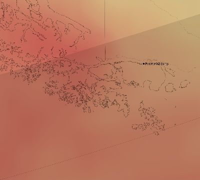 Map of the average cloud coverage across Chile for the solar eclipse of 04/13/2135