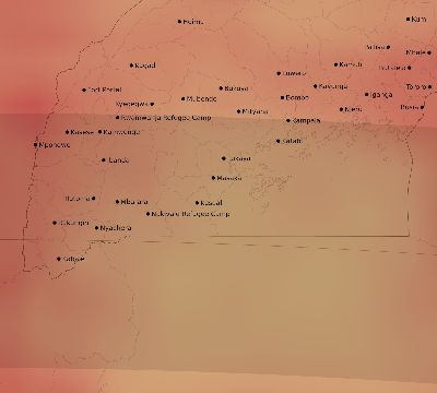 Map of the average cloud coverage across Uganda for the solar eclipse of 04/13/2135