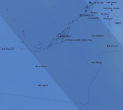Map of the average cloud coverage across United Arab Emirates for the solar eclipse of 10/07/2135
