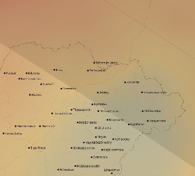 Map of the average cloud coverage across Hungary for the solar eclipse of 10/07/2135