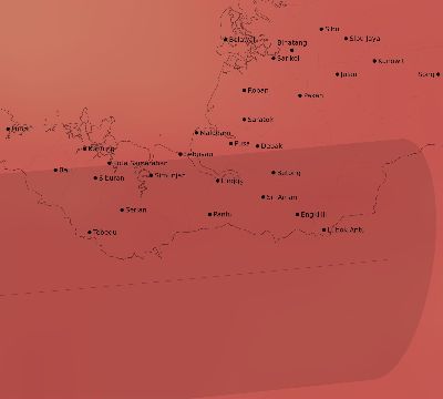 Map of the average cloud coverage across Malaysia for the solar eclipse of 10/07/2135