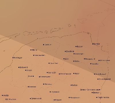 Map of the average cloud coverage across Netherlands for the solar eclipse of 10/07/2135