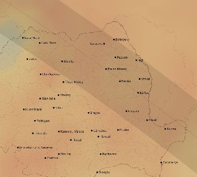 Map of the average cloud coverage across Romania for the solar eclipse of 10/07/2135