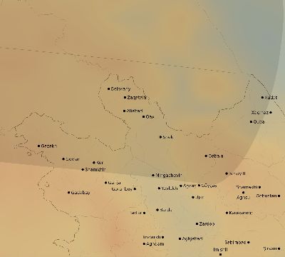 Map of the average cloud coverage across Azerbaijan for the solar eclipse of 04/01/2136
