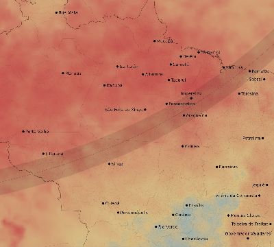 Map of the average cloud coverage across Brazil for the solar eclipse of 04/01/2136