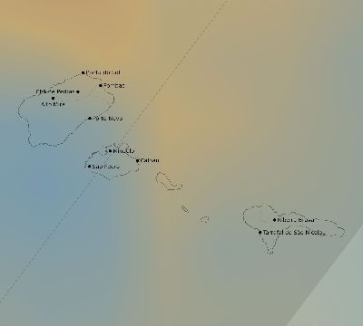 Map of the average cloud coverage across Cape Verde for the solar eclipse of 04/01/2136