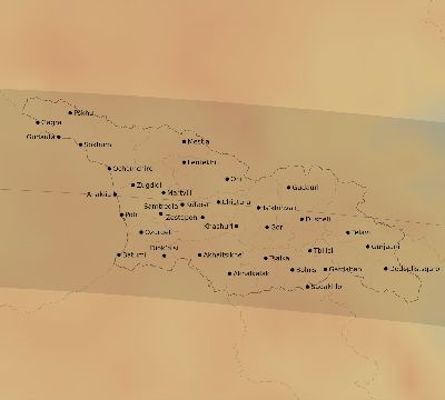Map of the average cloud coverage across Georgia for the solar eclipse of 04/01/2136