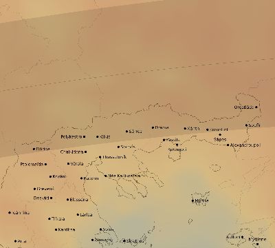 Map of the average cloud coverage across Greece for the solar eclipse of 04/01/2136