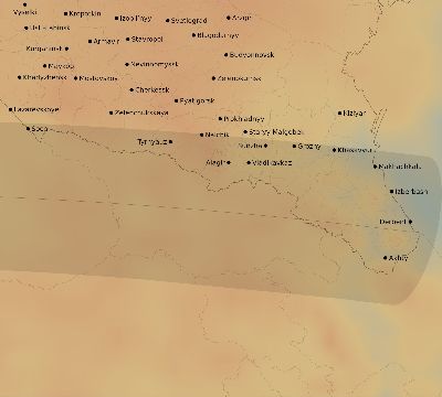 Map of the average cloud coverage across Russia for the solar eclipse of 04/01/2136