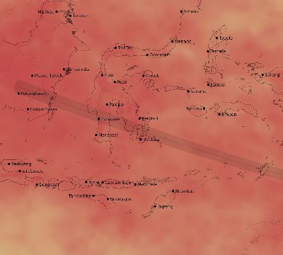 Map of the average cloud coverage across Indonesia for the solar eclipse of 01/20/2140