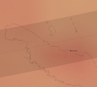 Map of the average cloud coverage across Solomon Islands for the solar eclipse of 01/20/2140