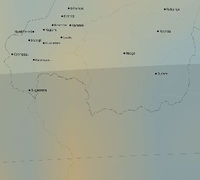 Map of the average cloud coverage across Rwanda for the solar eclipse of 07/14/2140