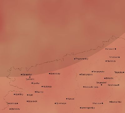 Map of the average cloud coverage across Kazakhstan for the solar eclipse of 01/08/2141