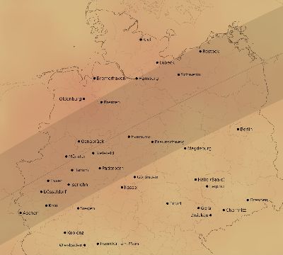 Map of the average cloud coverage across Germany for the solar eclipse of 05/25/2142