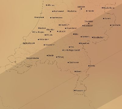 Map of the average cloud coverage across Netherlands for the solar eclipse of 05/25/2142