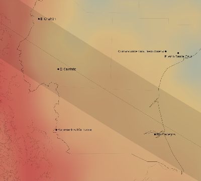 Map of the average cloud coverage across Argentina for the solar eclipse of 11/17/2142
