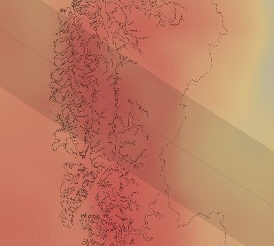 Map of the average cloud coverage across Chile for the solar eclipse of 11/17/2142