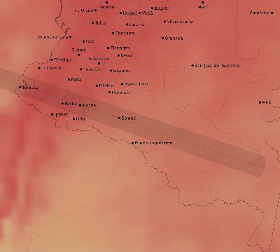 Map of the average cloud coverage across Colombia for the solar eclipse of 05/14/2143