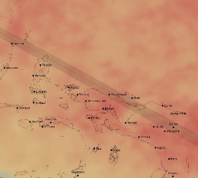 Map of the average cloud coverage across Indonesia for the solar eclipse of 11/07/2143