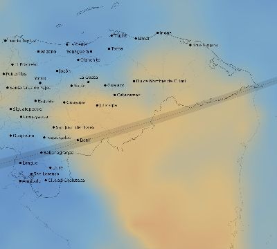 Map of the average cloud coverage across Honduras for the solar eclipse of 03/12/2146