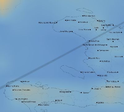 Map of the average cloud coverage across Haiti for the solar eclipse of 03/12/2146