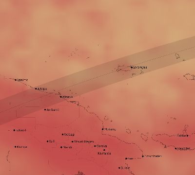 Map of the average cloud coverage across Papua New Guinea for the solar eclipse of 03/02/2147