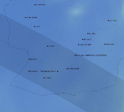 Map of the average cloud coverage across Afghanistan for the solar eclipse of 08/26/2147
