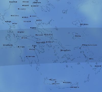 Map of the average cloud coverage across Greece for the solar eclipse of 08/26/2147