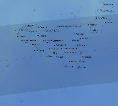 Map of the average cloud coverage across Italy for the solar eclipse of 08/26/2147