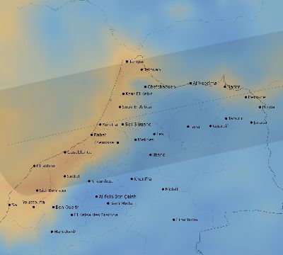 Map of the average cloud coverage across Morocco for the solar eclipse of 08/26/2147