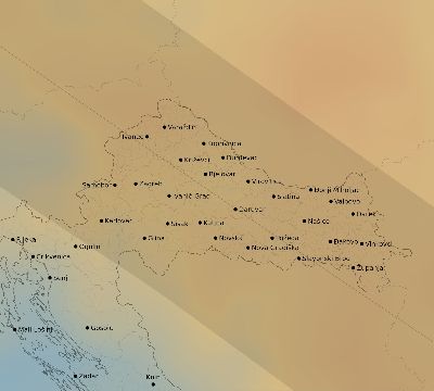 Map of the average cloud coverage across Croatia for the solar eclipse of 06/14/2151