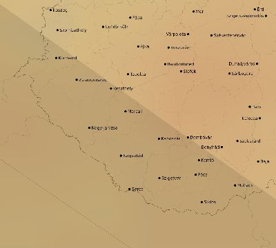 Map of the average cloud coverage across Hungary for the solar eclipse of 06/14/2151