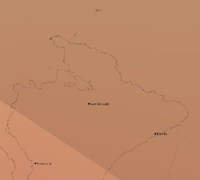 Map of the average cloud coverage across Ireland for the solar eclipse of 06/14/2151