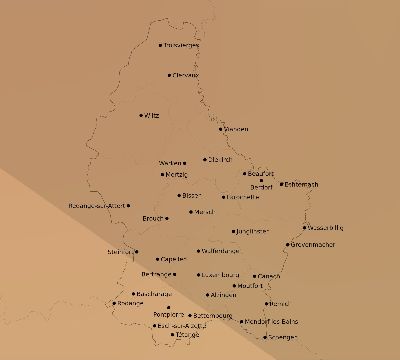 Map of the average cloud coverage across Luxembourg for the solar eclipse of 06/14/2151
