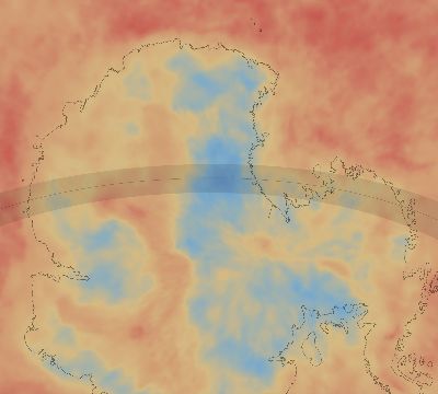 Map of the average cloud coverage across Antarctica for the solar eclipse of 12/08/2151