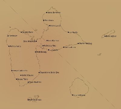 Map of the average cloud coverage across Guadeloupe for the solar eclipse of 10/17/2153