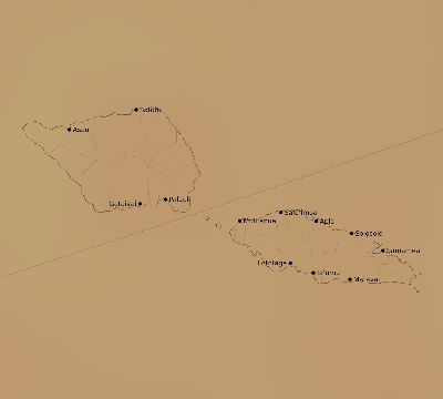 Map of the average cloud coverage across Samoa for the solar eclipse of 04/12/2154