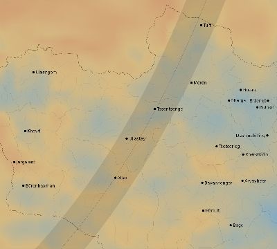 Map of the average cloud coverage across Mongolia for the solar eclipse of 04/02/2155