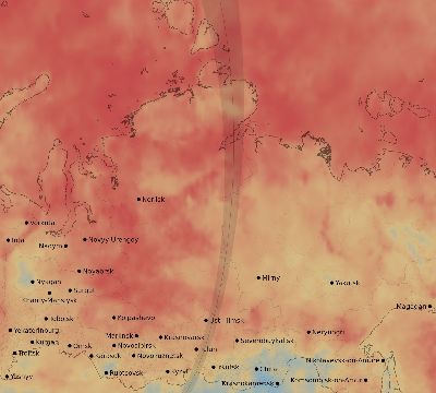 Map of the average cloud coverage across Russia for the solar eclipse of 04/02/2155