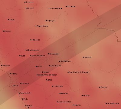 Map of the average cloud coverage across Peru for the solar eclipse of 02/09/2157