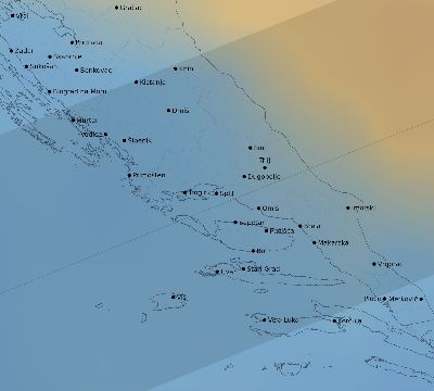 Map of the average cloud coverage across Croatia for the solar eclipse of 08/05/2157
